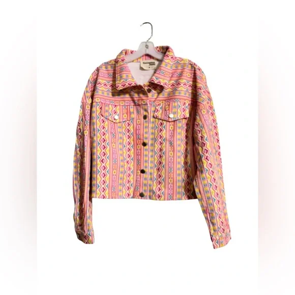 NEW Savanna Jane Jacket Womens Medium Aztec Corduroy Rhinestone Fringe Western - Picture 3 of 5